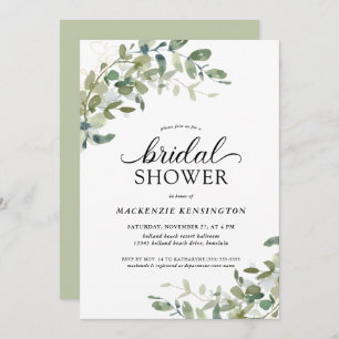 Eucalyptus Greenery Elegant Bridal Shower Invitation