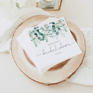 Eucalyptus greenery elegant bridal shower napkins