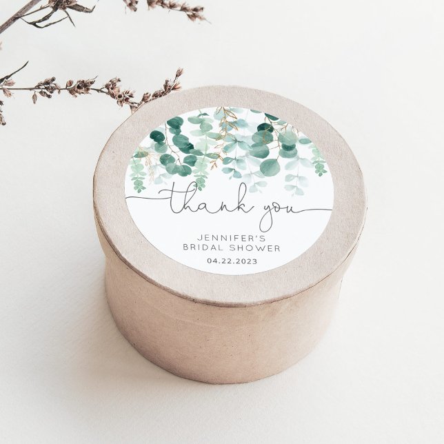 Eucalyptus greenery elegant bridal thank you classic round sticker (Creator Uploaded)