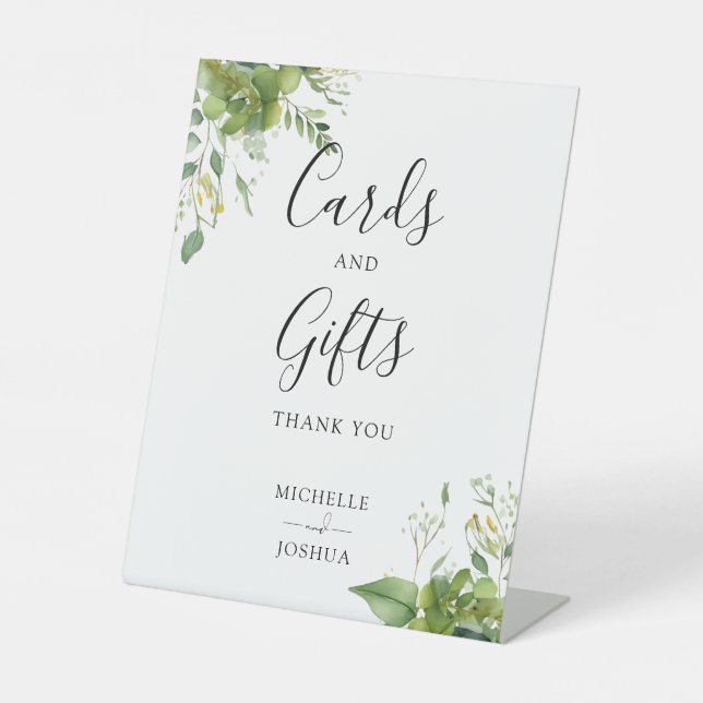 Eucalyptus Greenery Elegant Cards And Gifts Pedestal Sign (Front)