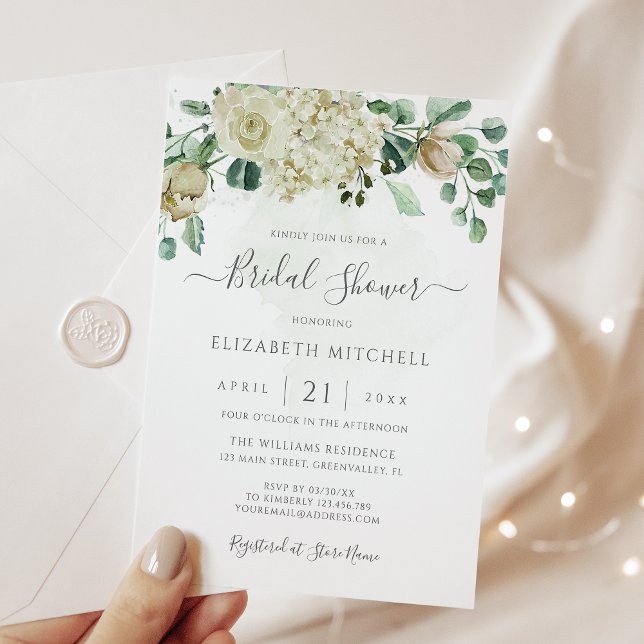 Eucalyptus Greenery Elegant Floral Bridal Shower Invitation (Creator Uploaded)
