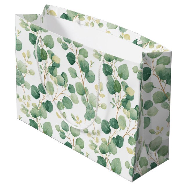 Eucalyptus Greenery Elegant Pattern Large Gift Bag (Back Angled)