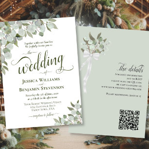 Eucalyptus & Greenery Elegant QR Code Wedding Invitation