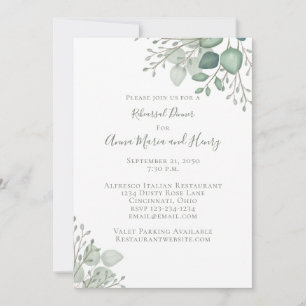Eucalyptus Greenery Elegant Rehearsal Dinner Invitation