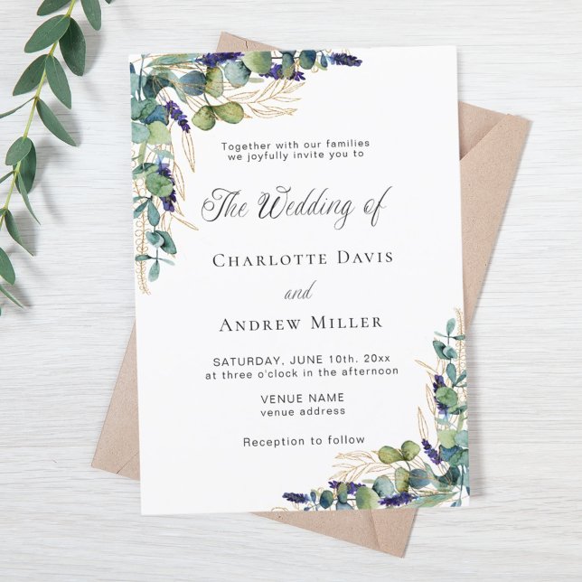 Eucalyptus greenery elegant script luxury wedding invitation (Creator Uploaded)
