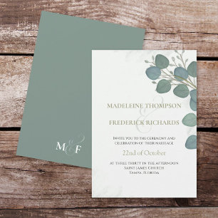Eucalyptus Greenery Elegant Watercolor Leaves Invitation