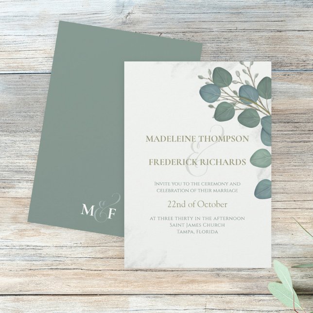Eucalyptus Greenery Elegant Watercolor Leaves Invitation (Creator Uploaded)