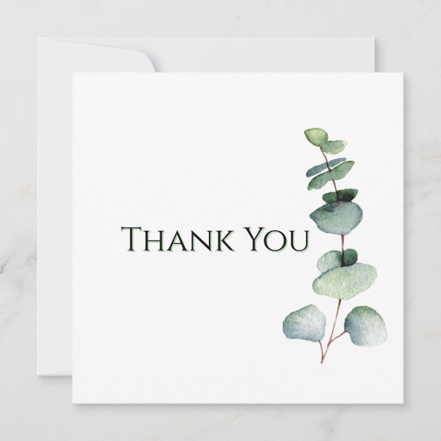 Eucalyptus Greenery Elegant Watercolor Thank You  (Front)