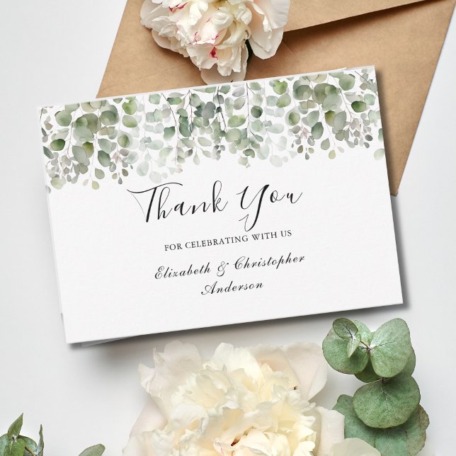 Eucalyptus Greenery Elegant Watercolor Wedding Thank You Card (Eucalyptus Greenery Watercolor Elegant Wedding Thank you card)
