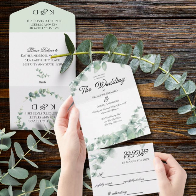 Eucalyptus Greenery Elegant Wedding All In One Invitation (Creator Uploaded)