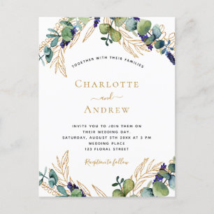 Eucalyptus greenery elegant wedding invitation postcard