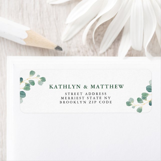 Eucalyptus Greenery Elegant Wedding Return Address (Creator Uploaded)