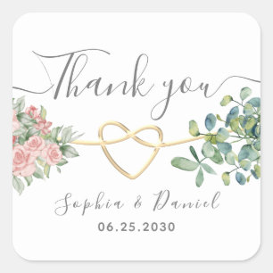 Eucalyptus Greenery Elegant Wedding Thank You Square Sticker
