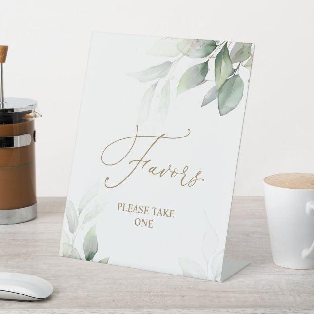 Eucalyptus Greenery Favours Table Tent Sign (In SItu)