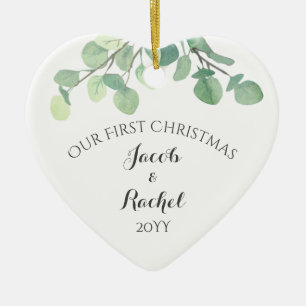 Eucalyptus Greenery First Christmas Married Ceramic Tree Decoration