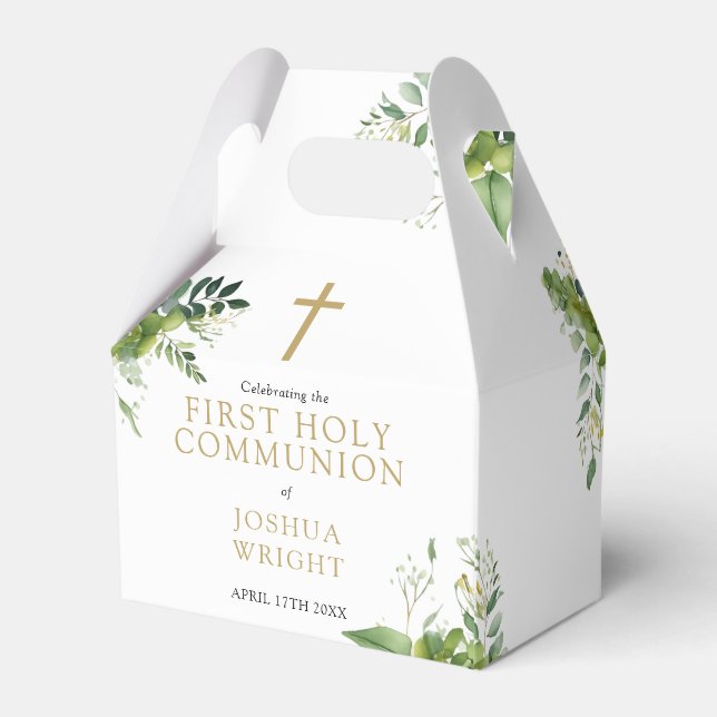 Eucalyptus Greenery First Holy Communion Favour Box (Back Side)