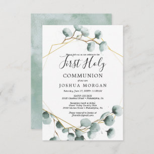 Eucalyptus Greenery First Holy Communion Invite