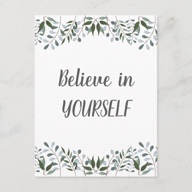 Eucalyptus Greenery Floral Believe In Yourself  Postcard (Front)