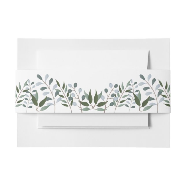 Eucalyptus Greenery Floral Invitation Belly Band (Front Example)