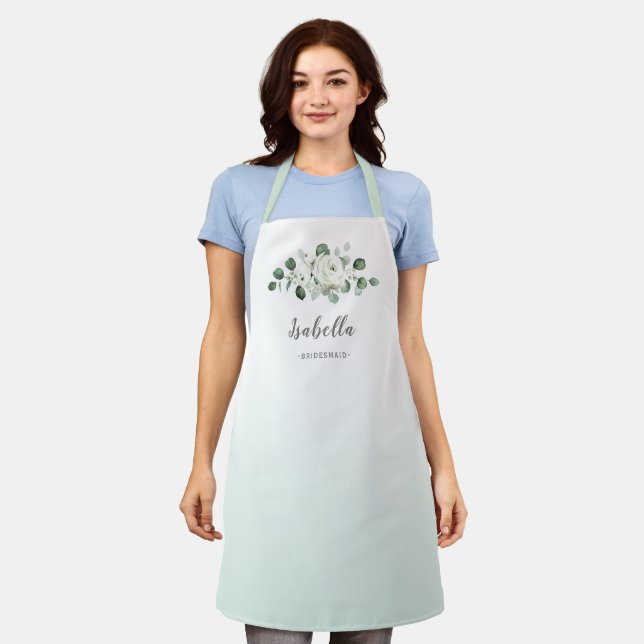 Eucalyptus Greenery floral personalised bridesmaid Apron (Worn)
