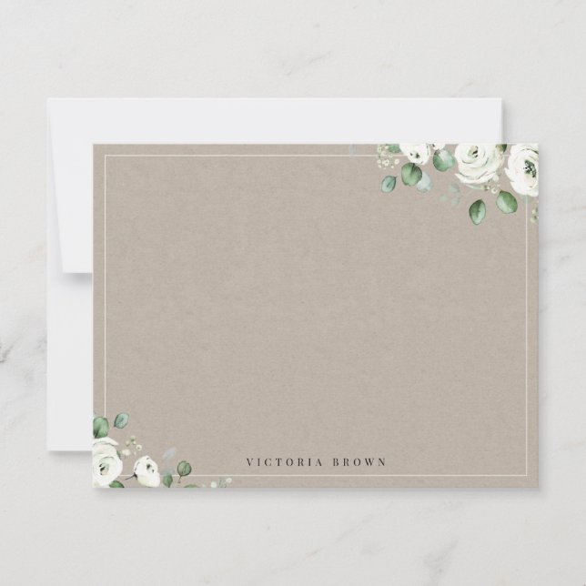 Eucalyptus greenery Floral Personalised Stationery Card (Front)