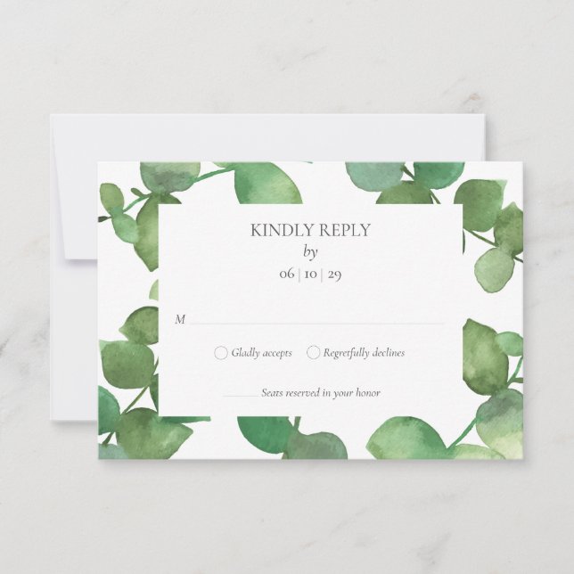 Eucalyptus Greenery Floral RSVP (Front)