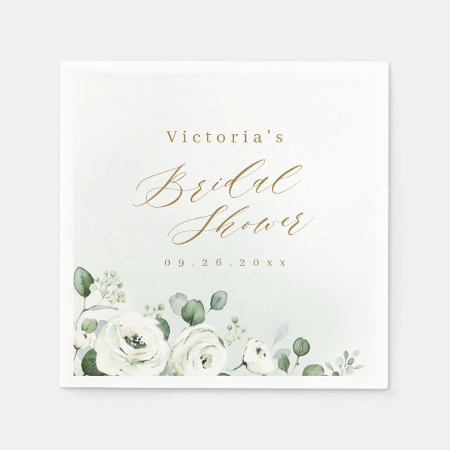 Eucalyptus Greenery floral rustic bridal shower Napkin (Front)