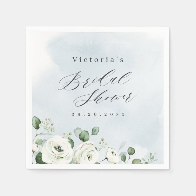 Eucalyptus Greenery floral rustic bridal shower Napkin (Front)