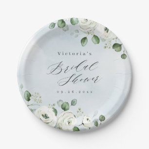 Eucalyptus Greenery floral rustic bridal shower Paper Plate