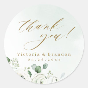 Eucalyptus Greenery floral rustic thank you Classic Round Sticker