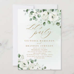 Eucalyptus greenery floral rustic wedding party invitation