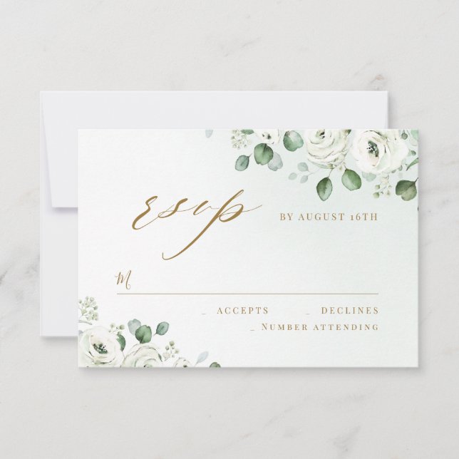 Eucalyptus greenery floral rustic wedding RSVP (Front)