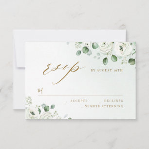 Eucalyptus greenery floral rustic wedding RSVP Card