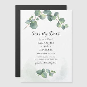 Eucalyptus Greenery Floral Save The Date Magnetic Invitation