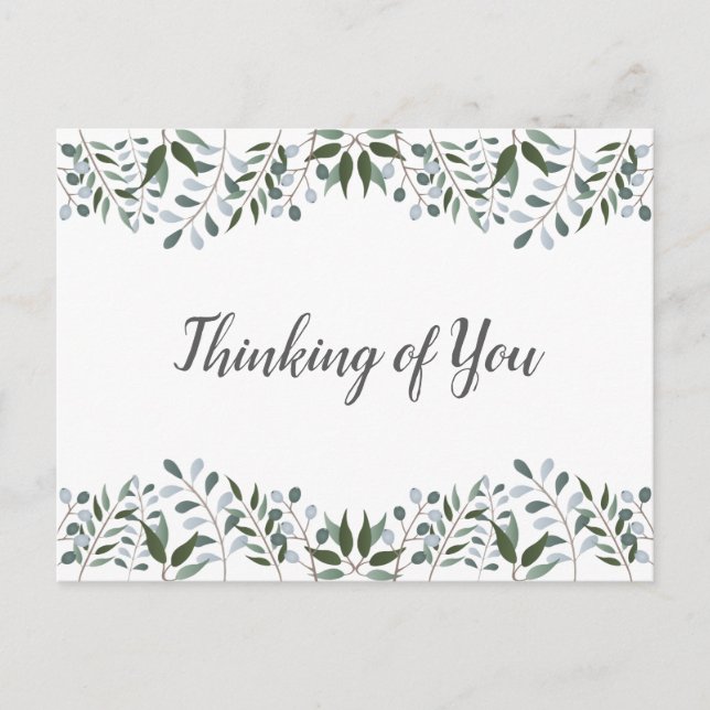 Eucalyptus Greenery Floral Thinking Of You Postcard (Front)