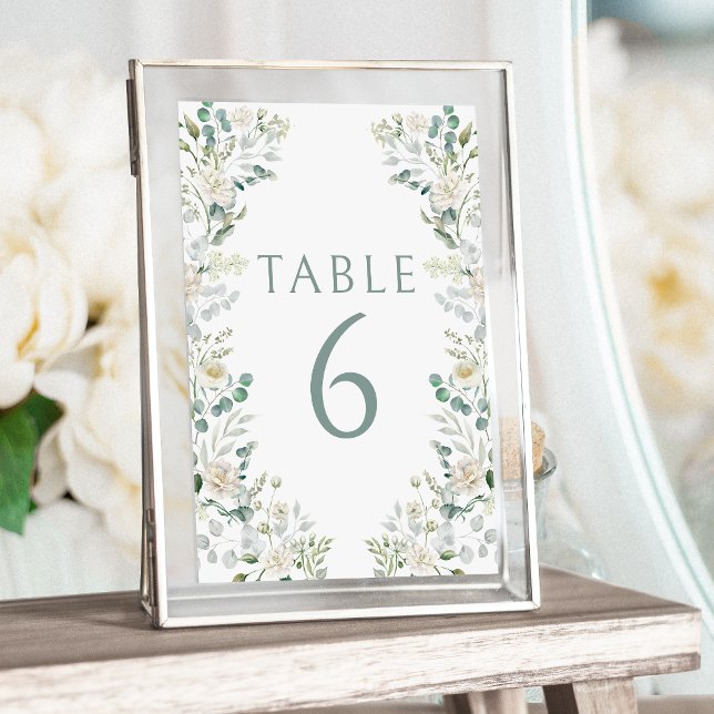 Eucalyptus Greenery Floral Wedding Table Numbers (Creator Uploaded)