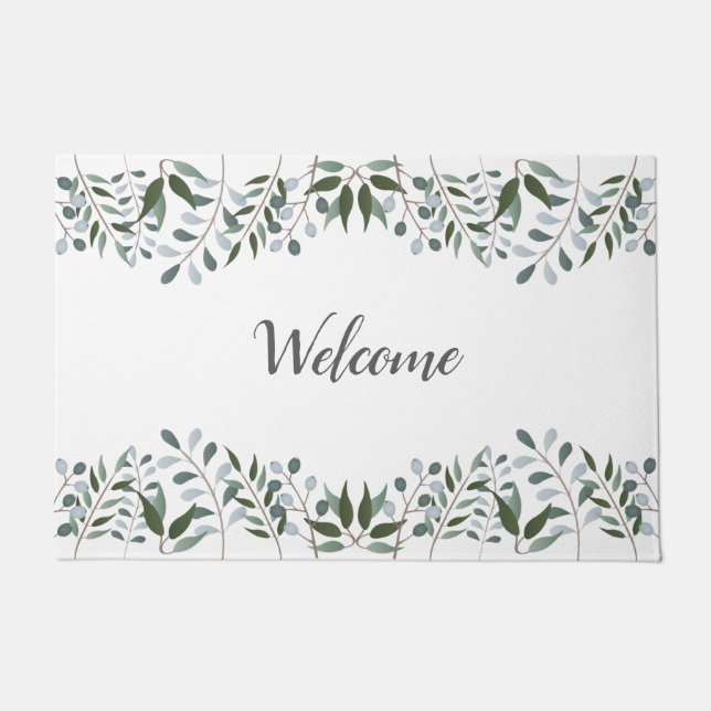 Eucalyptus Greenery Floral Welcome Doormat (Front)