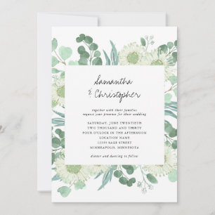 Eucalyptus Greenery Flowers Wedding Invitation