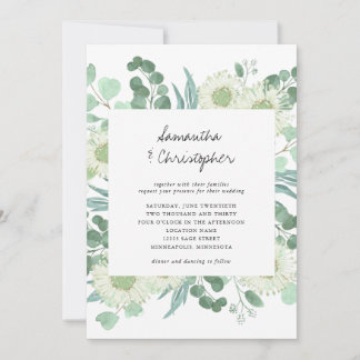 Eucalyptus Greenery Flowers Wedding Invitation