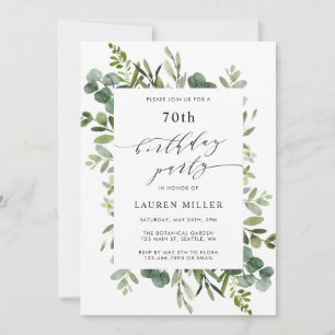 Eucalyptus Greenery Foliage Birthday Party  Invitation