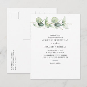 Eucalyptus Greenery Foliage Botanical Wedding Invitation Postcard