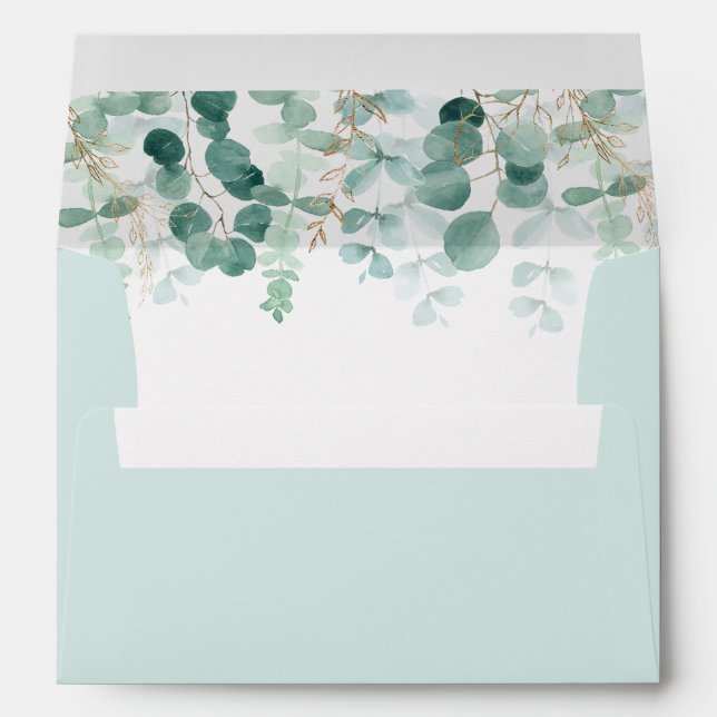 Eucalyptus greenery foliage elegant wedding envelope (Back (Bottom))