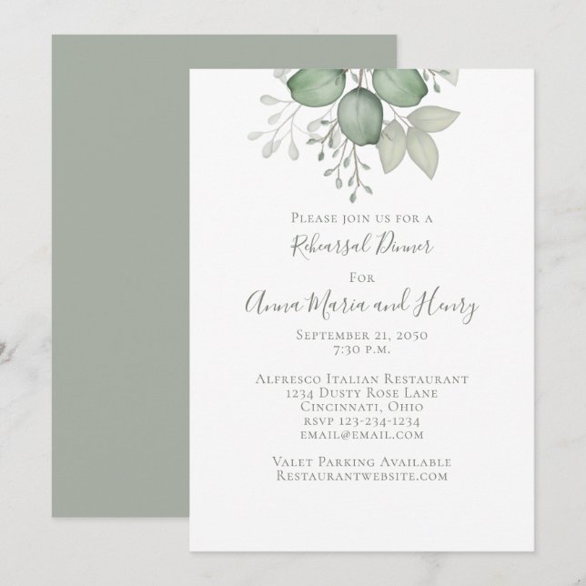 Eucalyptus Greenery Foliage Invitation (Front/Back)