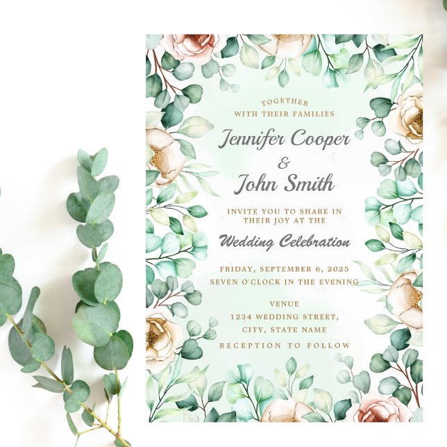 Eucalyptus Greenery Foliage Watercolor Wedding  Invitation (Creator Uploaded)