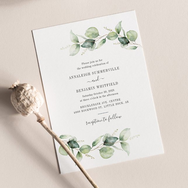 Eucalyptus Greenery Foliage Wedding Invitation (Eucalyptus Foliage Wedding Invitation)
