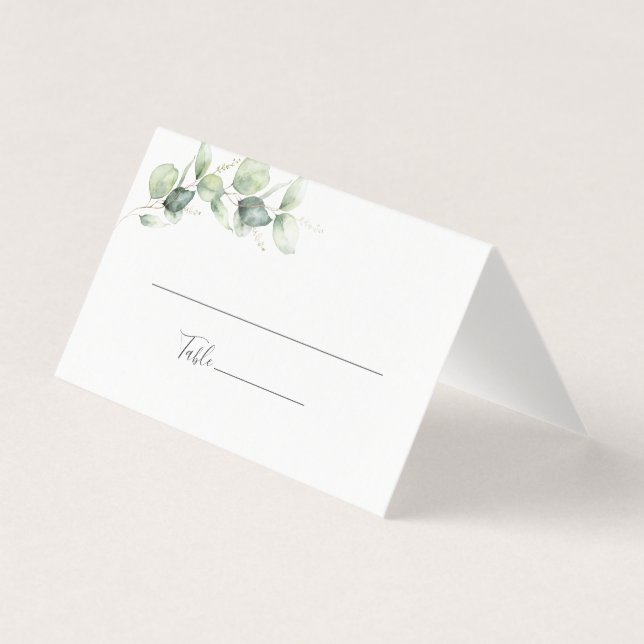 Eucalyptus Greenery Foliage Wedding Place Card (Front)