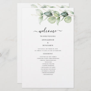 Eucalyptus Greenery Foliage Wedding Program