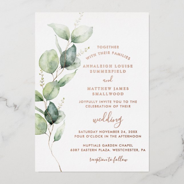 Eucalyptus Greenery Foliage Wedding Rose Gold (Front)