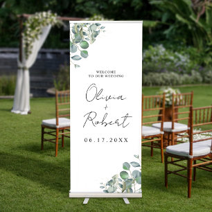 Eucalyptus Greenery Foliage Wedding Welcome Retractable Banner