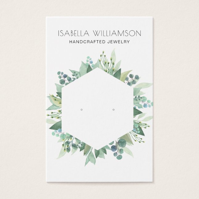 Eucalyptus Greenery Frame Earring Jewellery Card (Front)